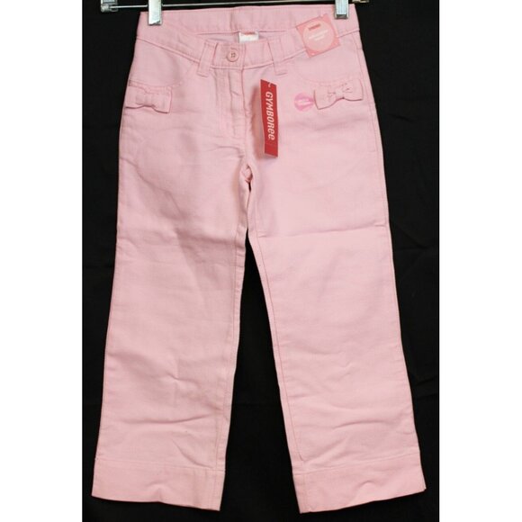 NEW 2008 Gymboree Ice Cream Social Easter Pink Jeans Pants Bows sz 7 Textured - Picture 1 of 6